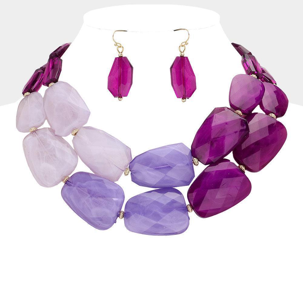 Gold Tiered Resin Pebble Necklace - Jewelry Store by Erik Rayo