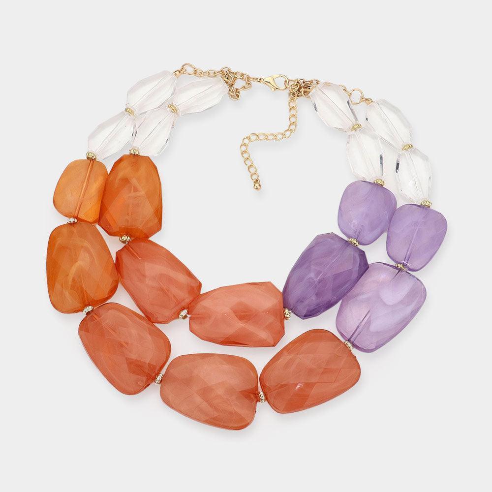 Brown Tiered Resin Pebble Necklace - Jewelry Store by Erik Rayo