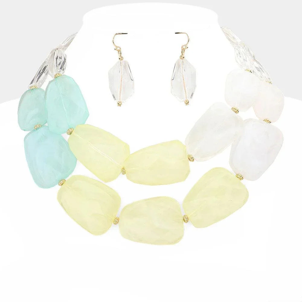 Yellow Tiered Resin Pebble Necklace - Jewelry Store by Erik Rayo