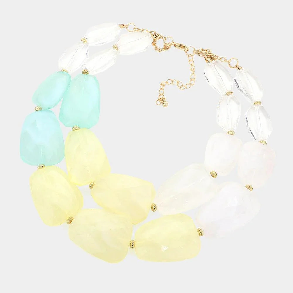 Yellow Tiered Resin Pebble Necklace - Jewelry Store by Erik Rayo