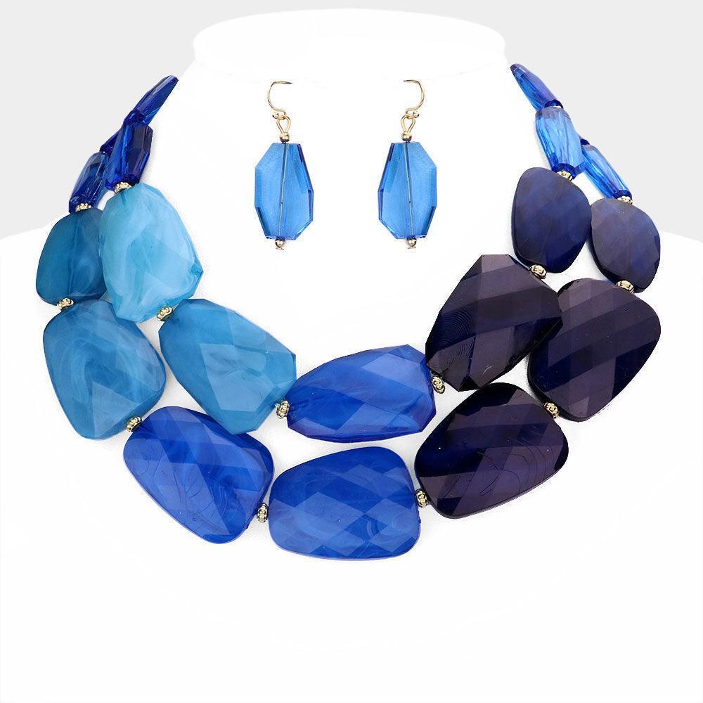 Gold Tiered Resin Pebble Necklace - Jewelry Store by Erik Rayo