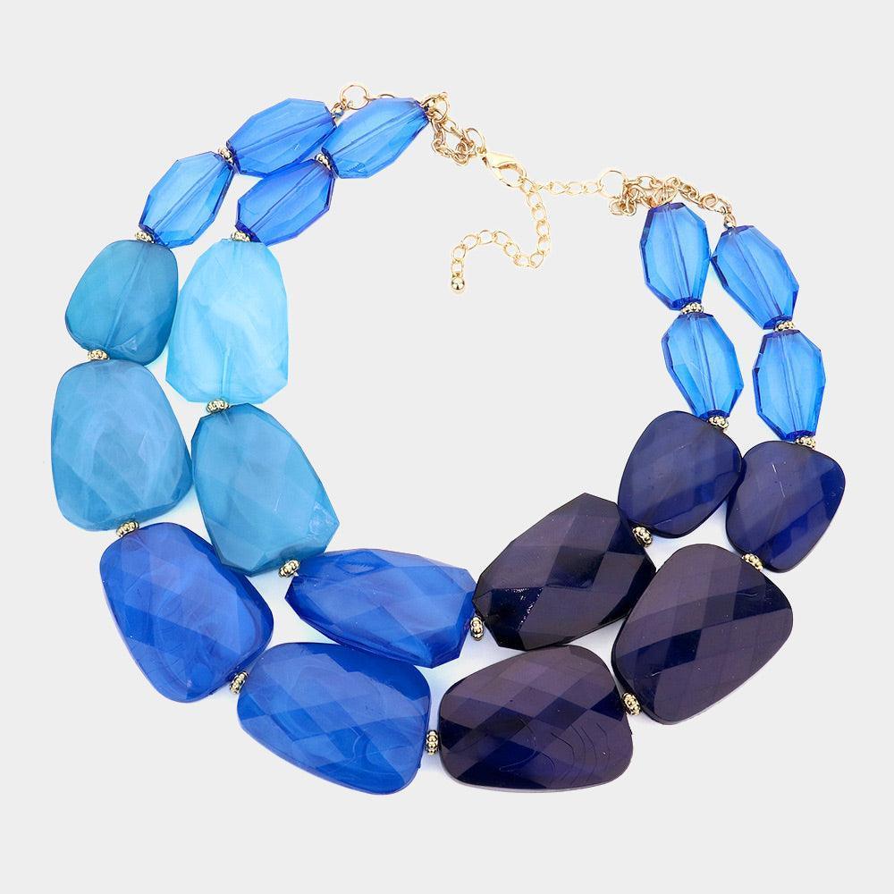 Gold Tiered Resin Pebble Necklace - Jewelry Store by Erik Rayo