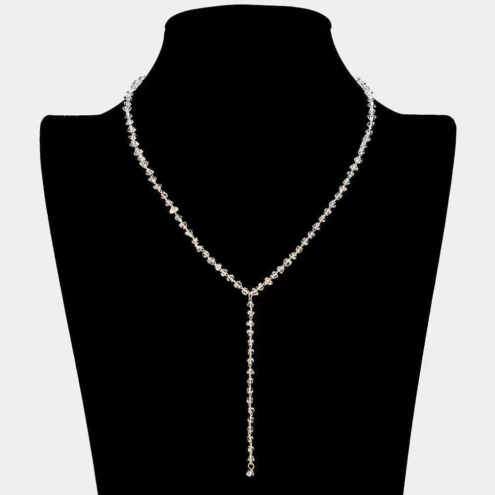 Gold Faceted Stone Y Necklace - Jewelry Store by Erik Rayo