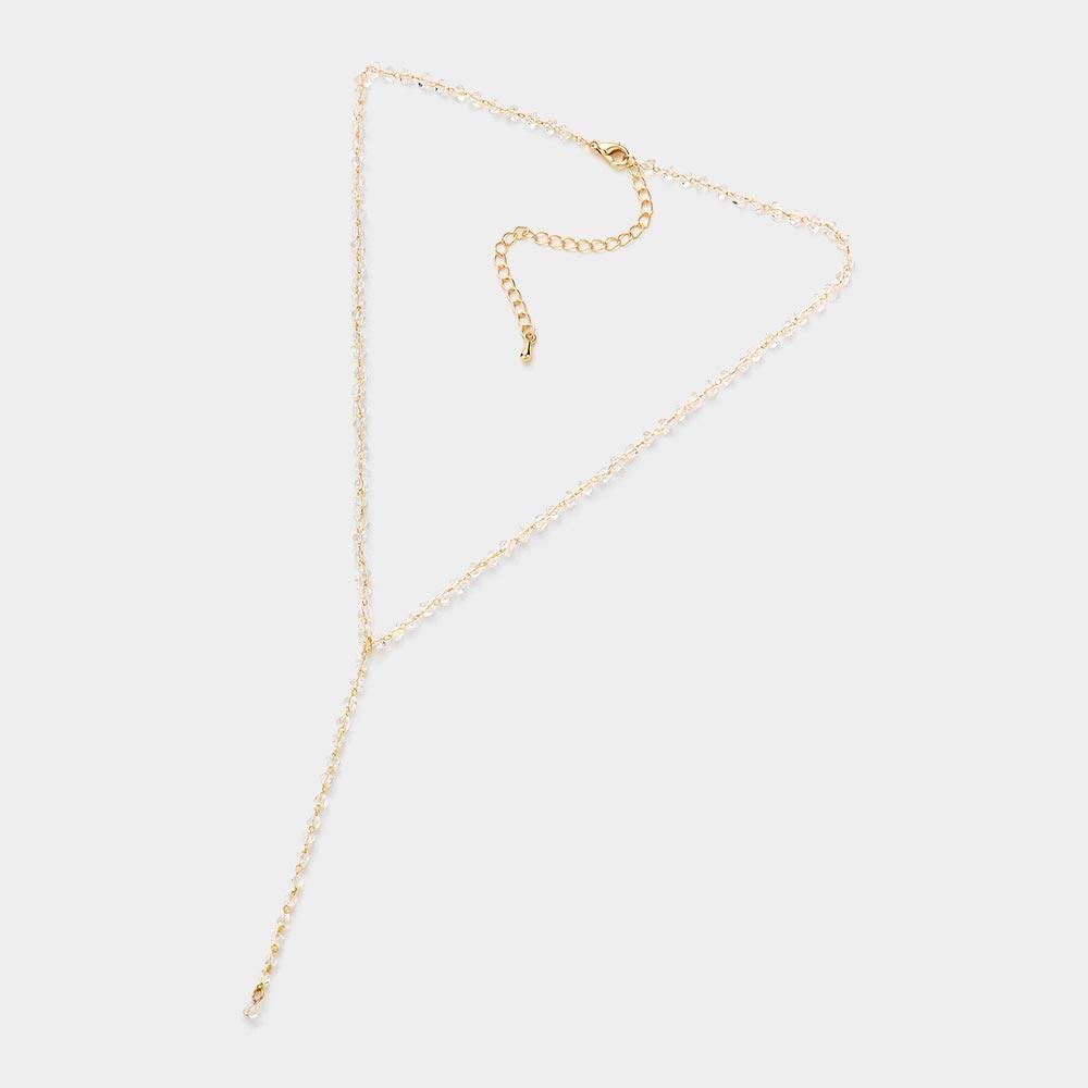Gold Faceted Stone Y Necklace - Jewelry Store by Erik Rayo