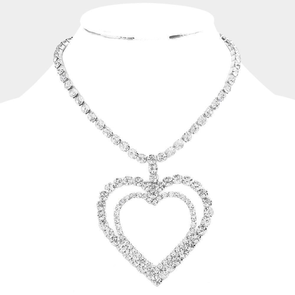 Silver Bubble Stone Open Heart Pendant Necklace - Jewelry Store by Erik Rayo