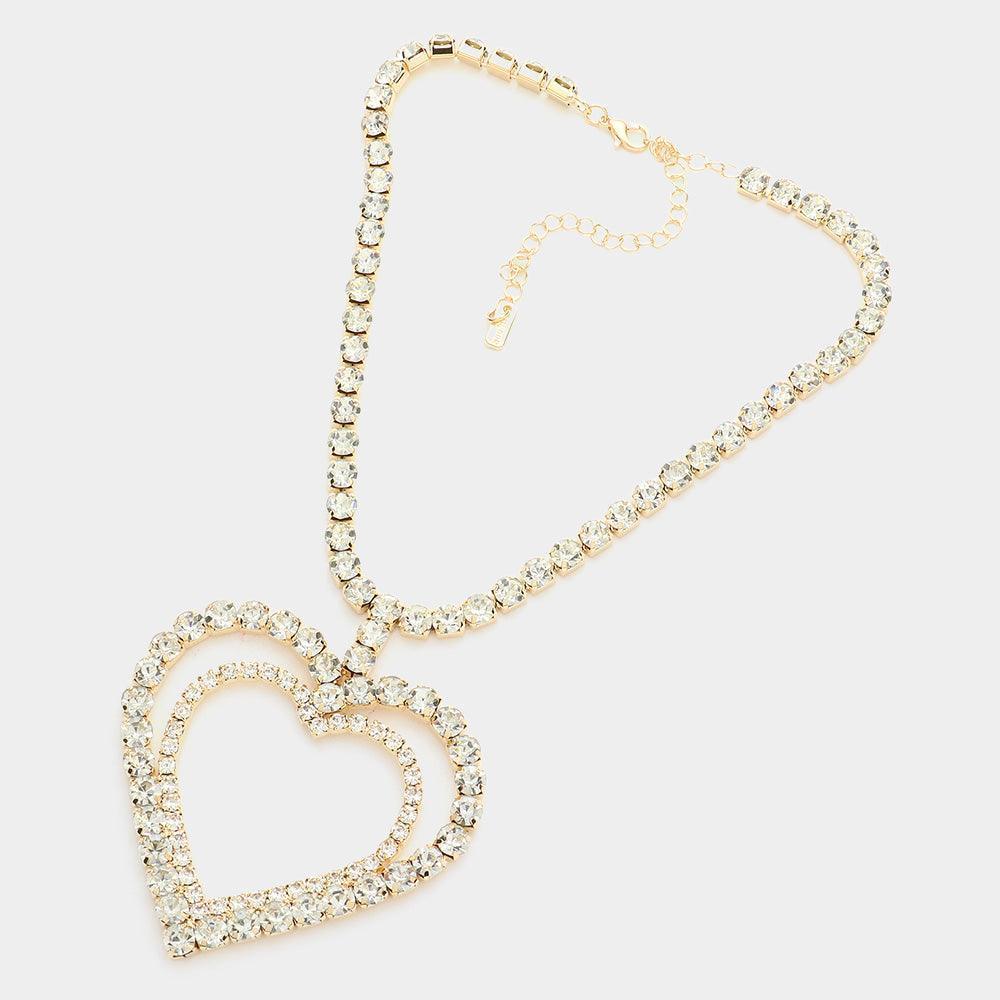Gold Bubble Stone Open Heart Pendant Necklace - Jewelry Store by Erik Rayo