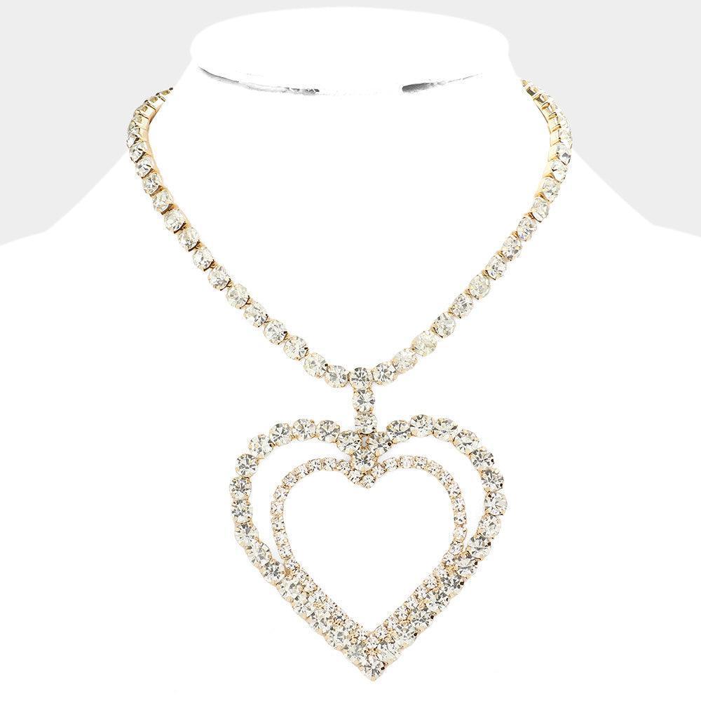 Gold Bubble Stone Open Heart Pendant Necklace - Jewelry Store by Erik Rayo