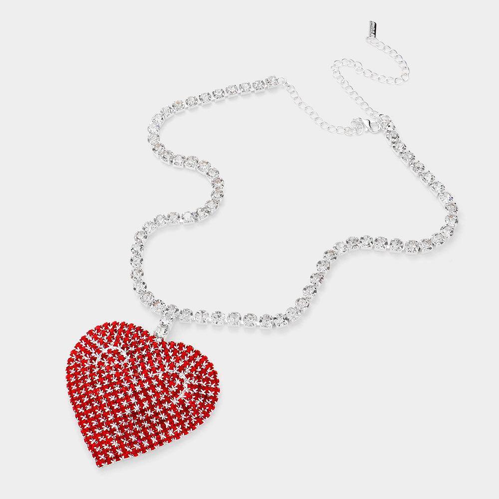 Red Rhinestone Heart Pendant Necklace - Jewelry Store by Erik Rayo