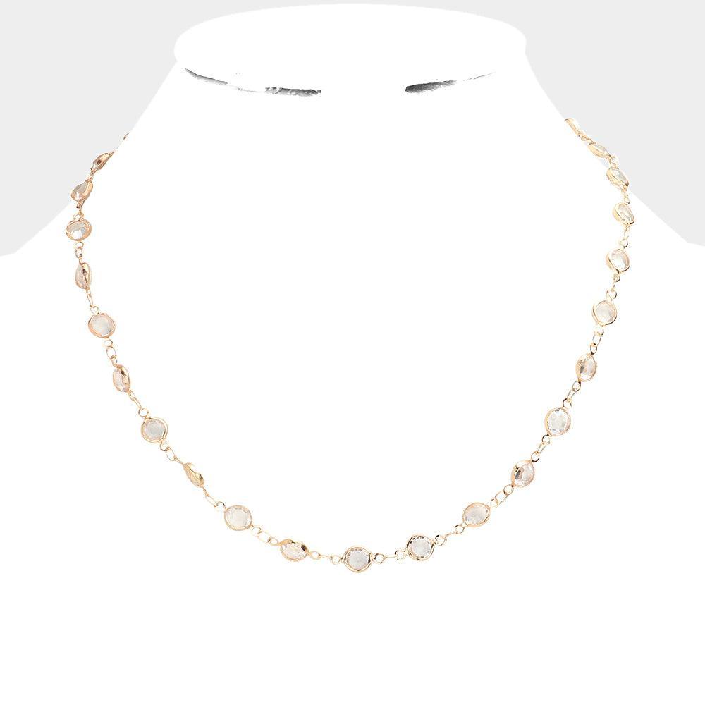 Gold Round Lucite Link Necklace