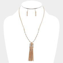 Load image into Gallery viewer, Silver Beaded metal chain fringe necklace
