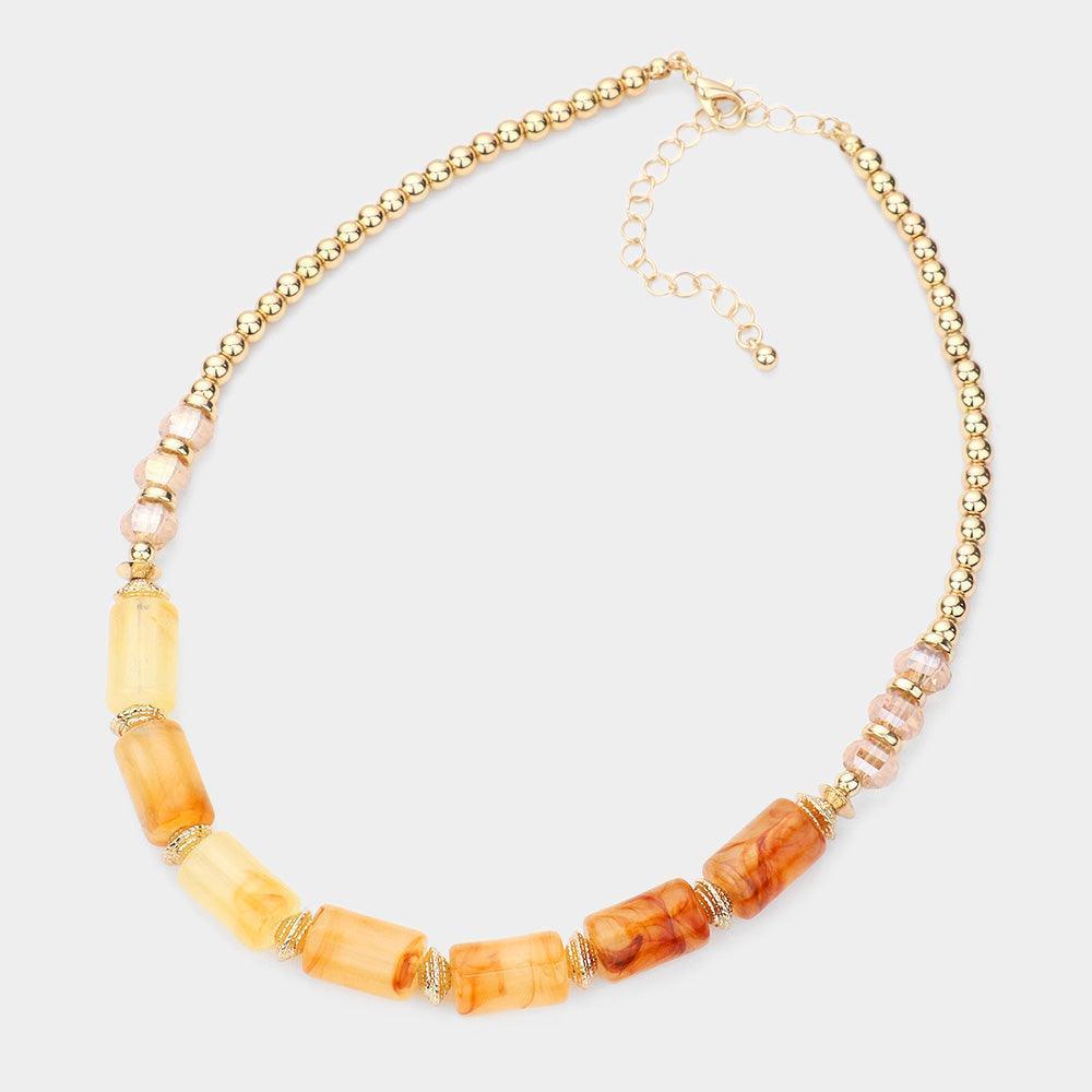 Beige Marbled Beaded Necklace - Jewelry Store by Erik Rayo