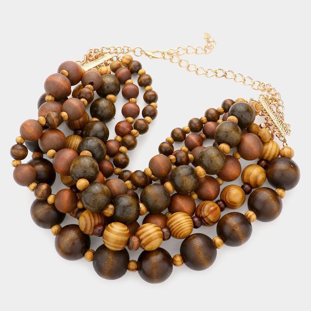 Chunky Multi Strand Wood Necklace - Jewelry Store by Erik Rayo
