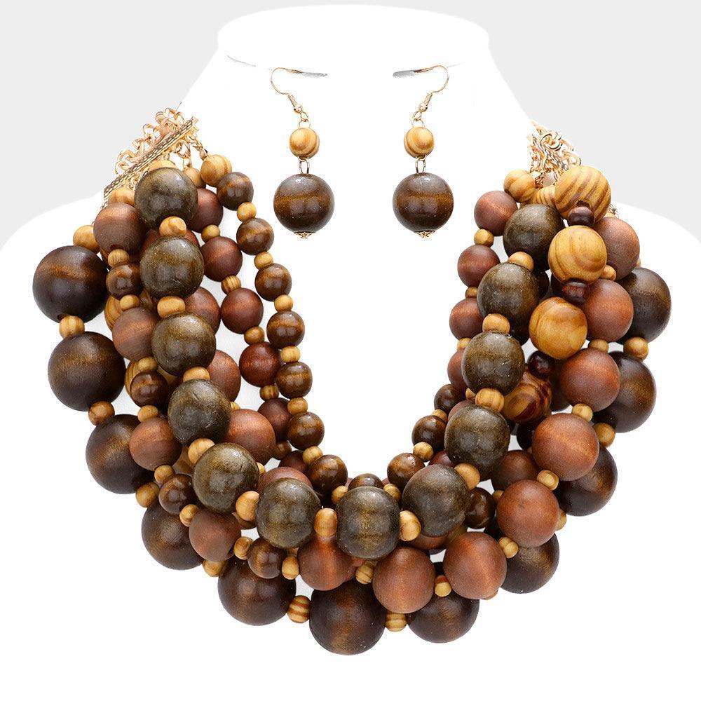 Chunky Multi Strand Wood Necklace - Jewelry Store by Erik Rayo
