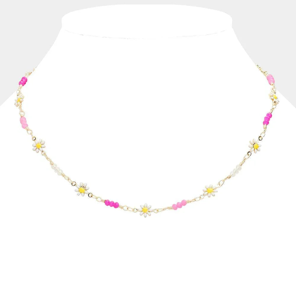 Red Flower Beaded Necklace - Jewelry Store by Erik Rayo