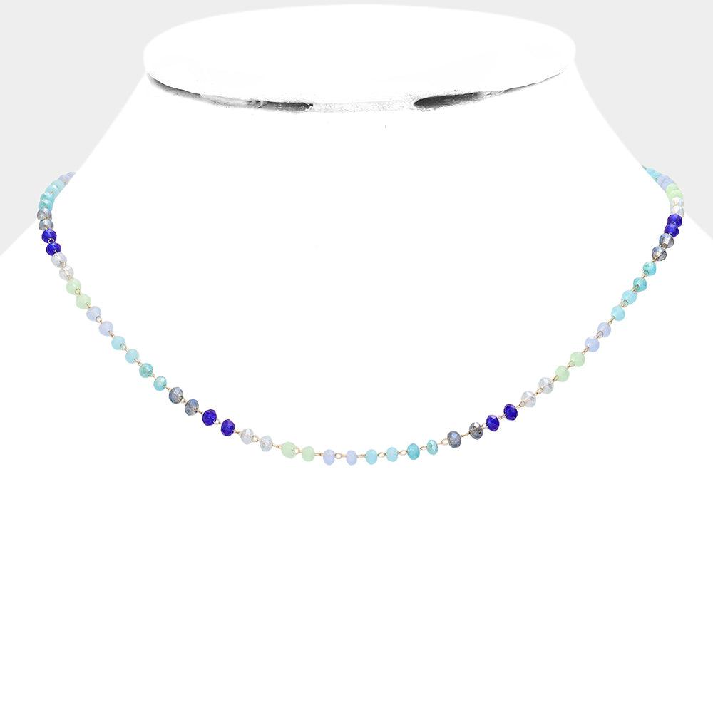 Blue Faceted Beaded Necklace
