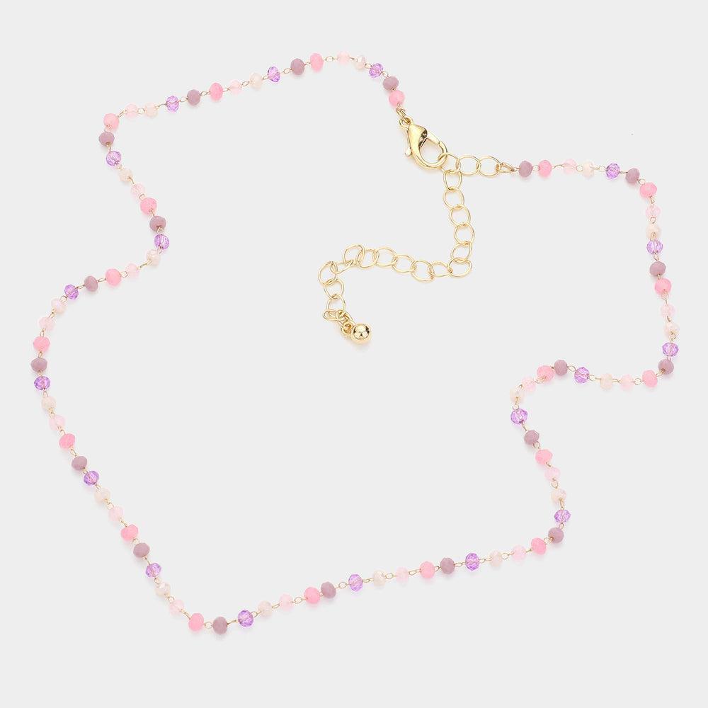Pink Faceted Beaded Necklace - Jewelry Store by Erik Rayo