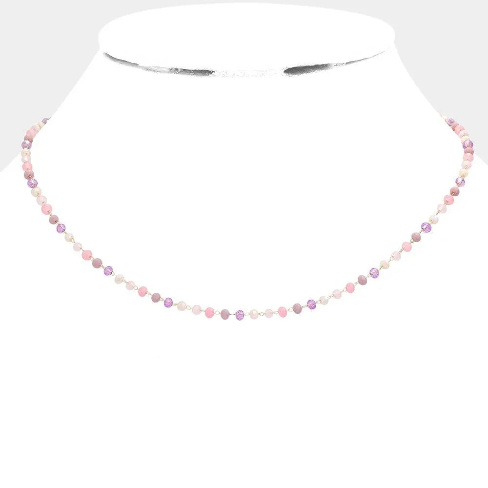 Pink Faceted Beaded Necklace - Jewelry Store by Erik Rayo