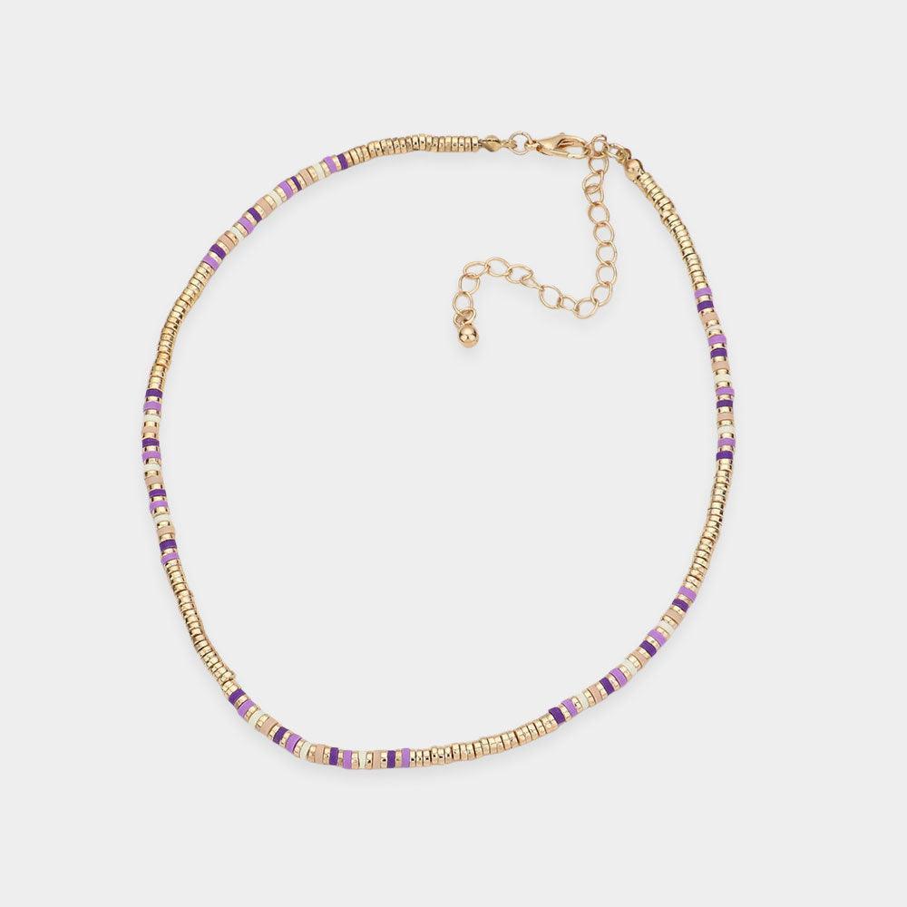 Purple Heishi Beads Necklace - Jewelry Store by Erik Rayo