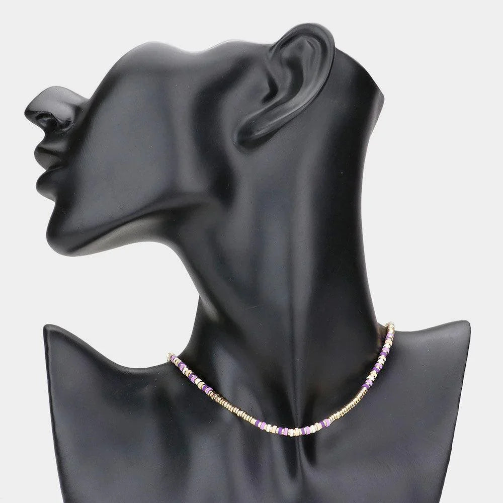 Purple Heishi Beads Necklace - Jewelry Store by Erik Rayo