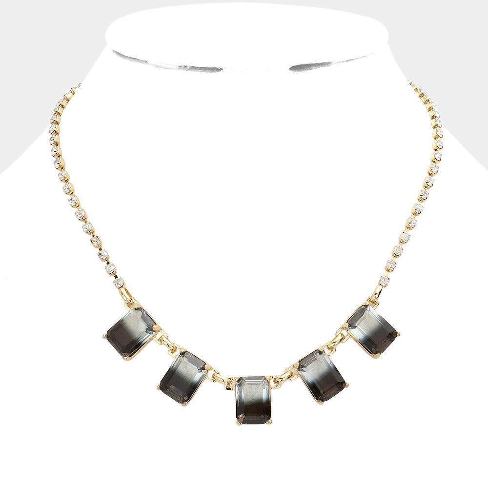 Black Ombre Emerald Cut Stone Link Necklace - Jewelry Store by Erik Rayo