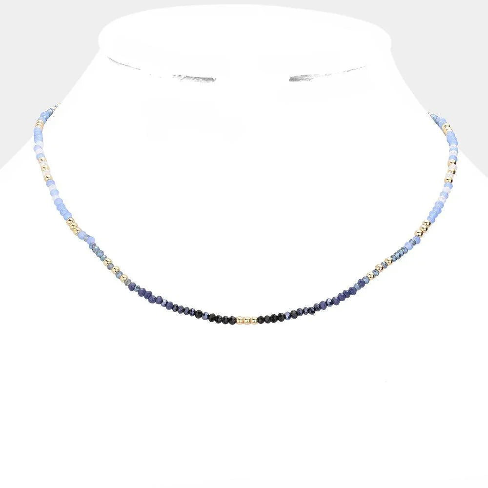 Blue Metal Ball Faceted Beaded Necklace - Jewelry Store by Erik Rayo