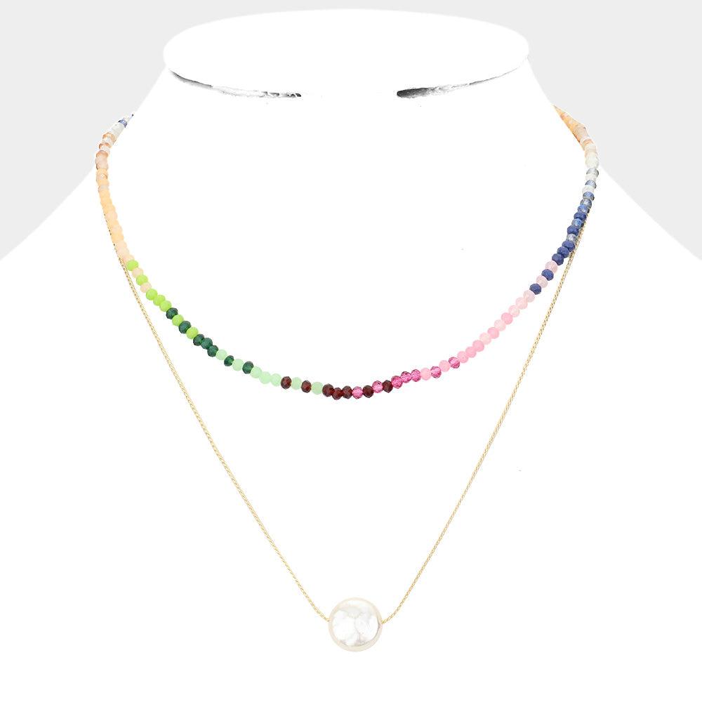 Pearl Accented Double Layered Necklace