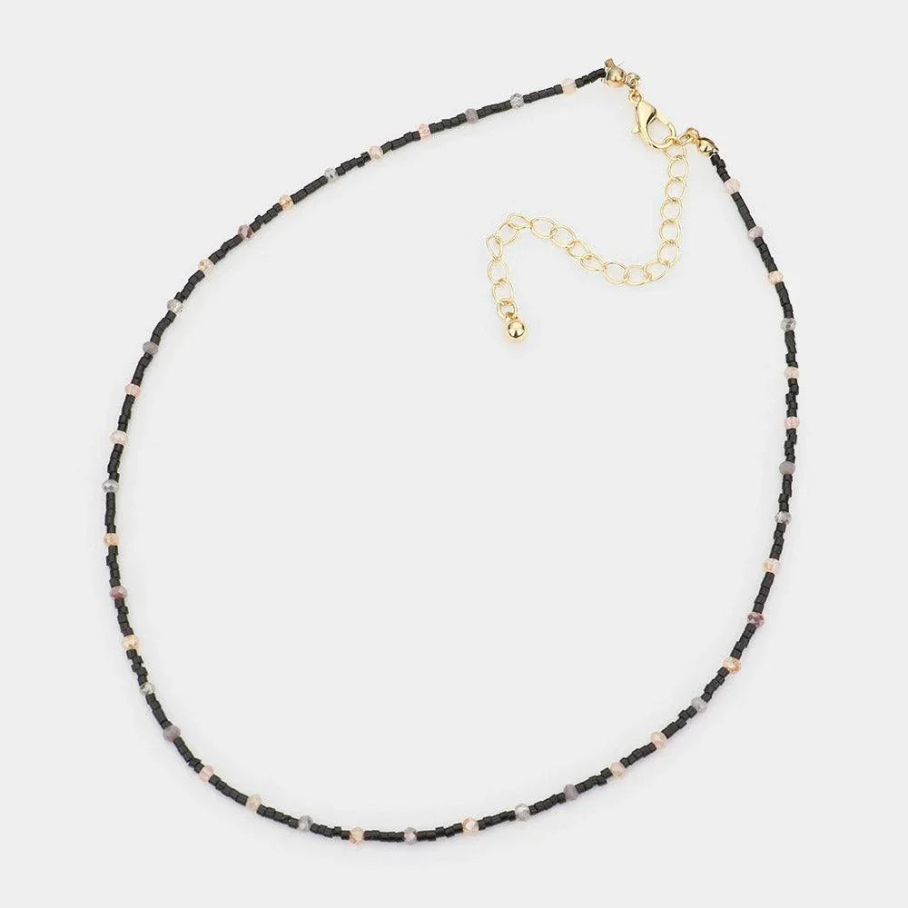 Black Faceted Bead Pointed Necklace - Jewelry Store by Erik Rayo