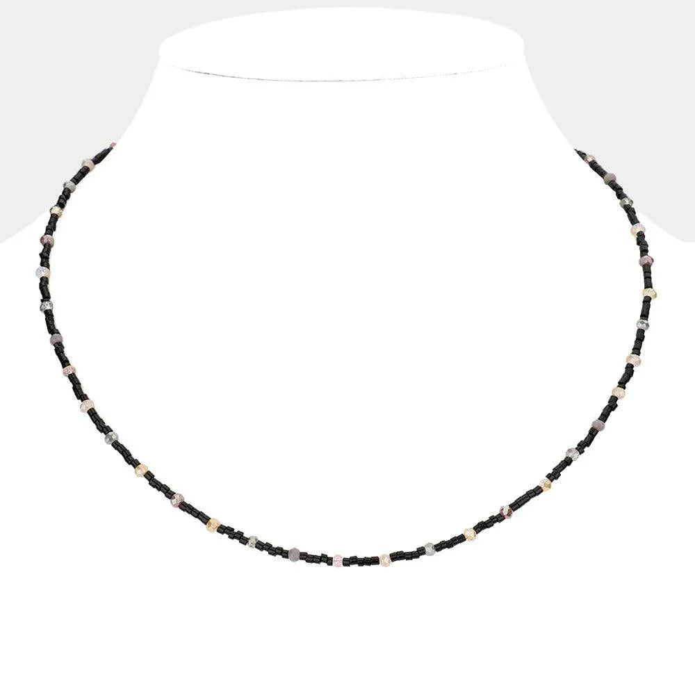 Black Faceted Bead Pointed Necklace - Jewelry Store by Erik Rayo