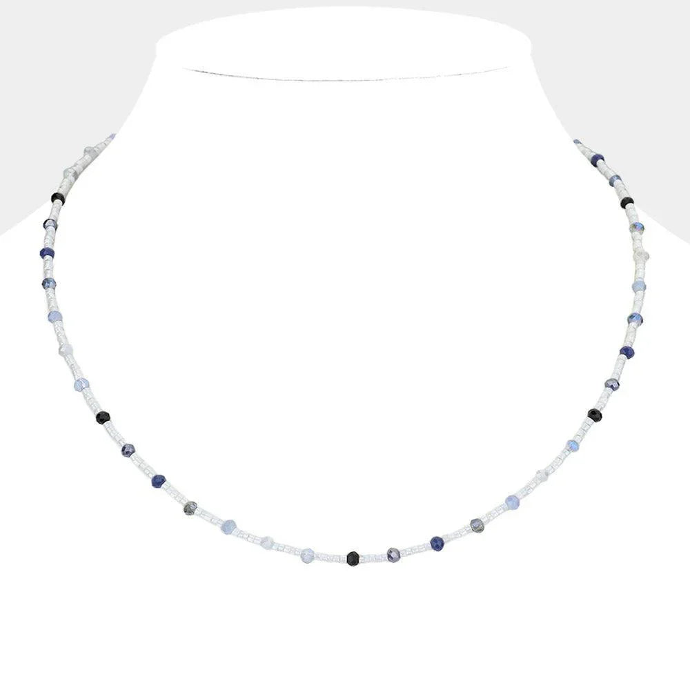Gray Faceted Bead Pointed Necklace - Jewelry Store by Erik Rayo