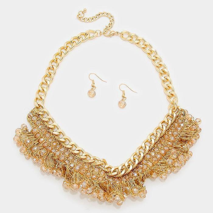 Gold Metallic bead woven necklace - Jewelry Store by Erik Rayo