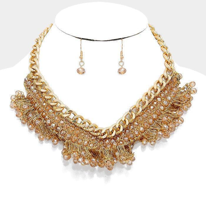 Gold Metallic bead woven necklace - Jewelry Store by Erik Rayo