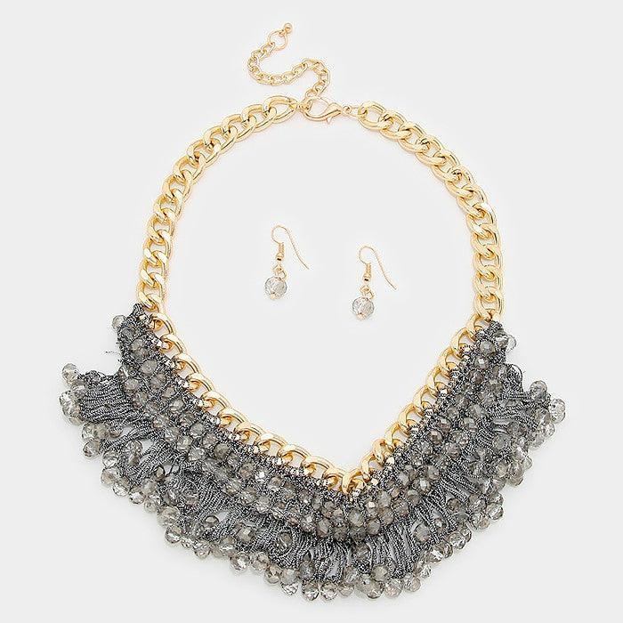 Gray Metallic bead woven necklace - Jewelry Store by Erik Rayo
