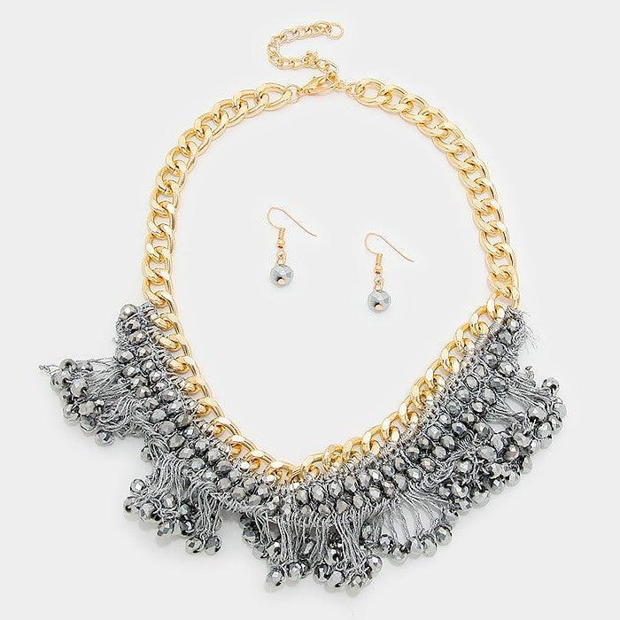 Gold Metallic bead woven necklace - Jewelry Store by Erik Rayo