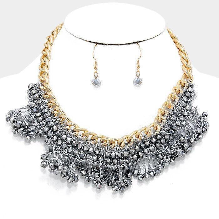 Gold Metallic bead woven necklace - Jewelry Store by Erik Rayo