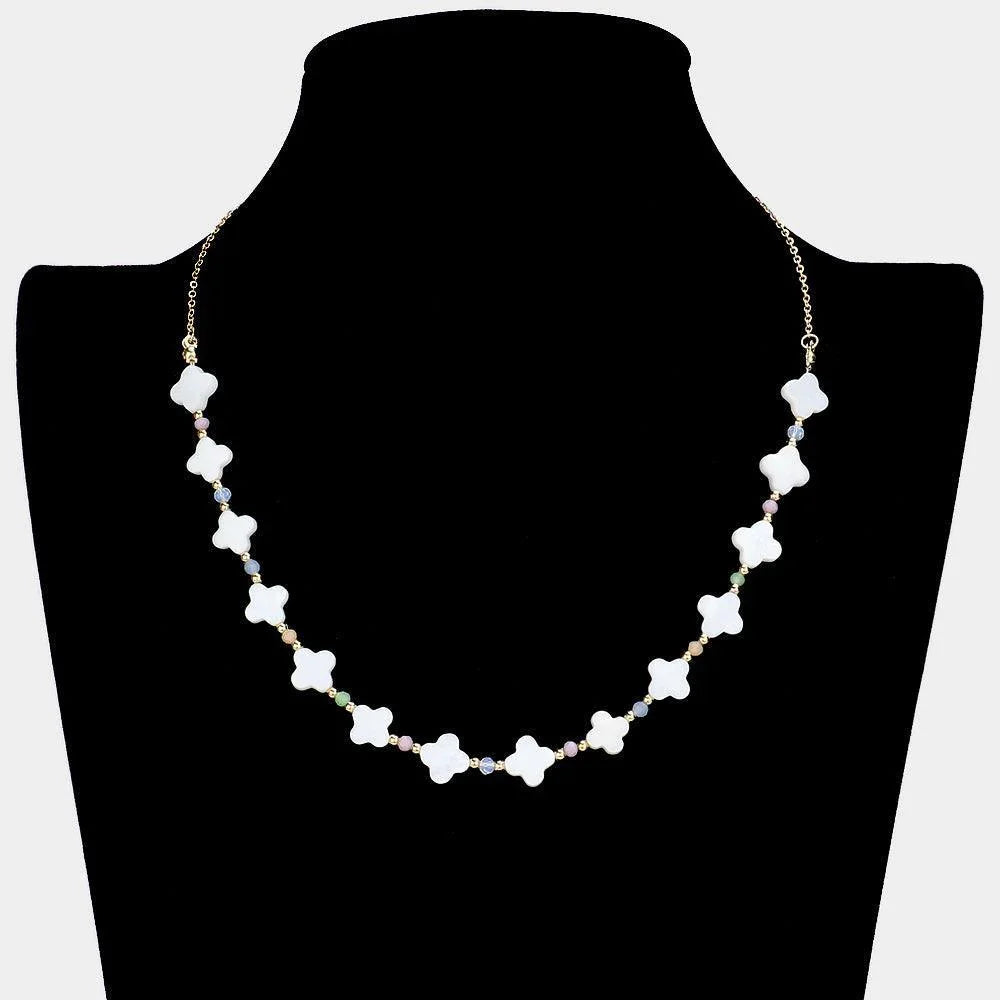 Mother of Pearl Quatrefoil Necklace - Jewelry Store by Erik Rayo