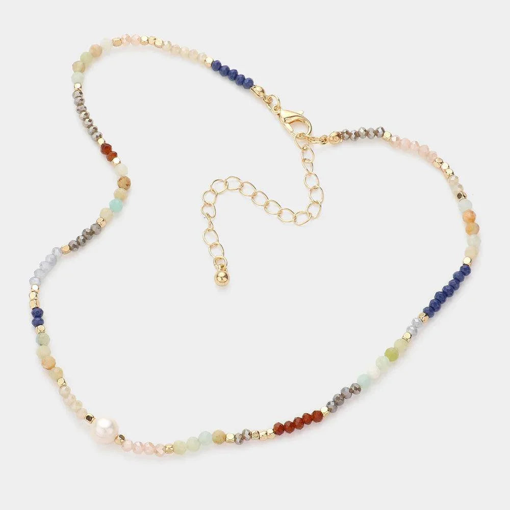 Pearl Accented Faceted Beaded Choker Necklace - Jewelry Store by Erik Rayo