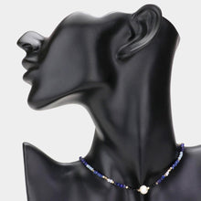 Load image into Gallery viewer, Blue Pearl Accented Faceted Beaded Choker Necklace
