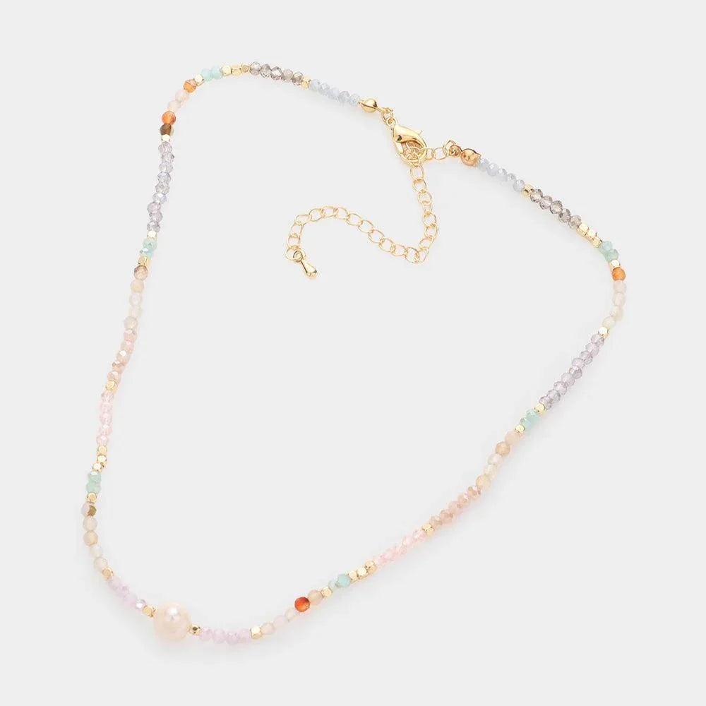 Pearl Accented Faceted Beaded Choker Necklace - Jewelry Store by Erik Rayo