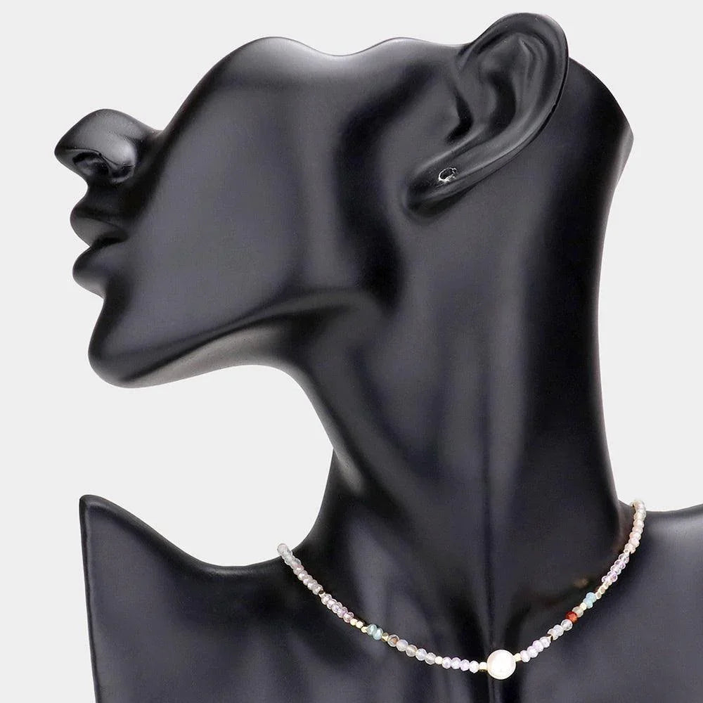 Pearl Accented Faceted Beaded Choker Necklace - Jewelry Store by Erik Rayo