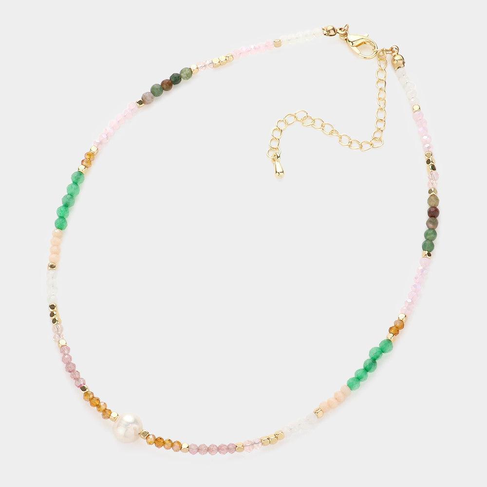 Pearl Accented Faceted Beaded Choker Necklace - Jewelry Store by Erik Rayo