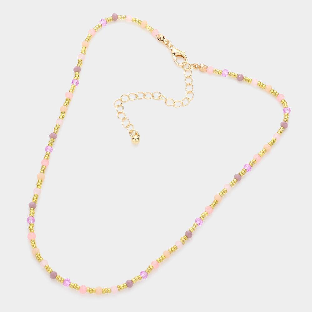Pink Faceted Bead Accented Necklace - Jewelry Store by Erik Rayo