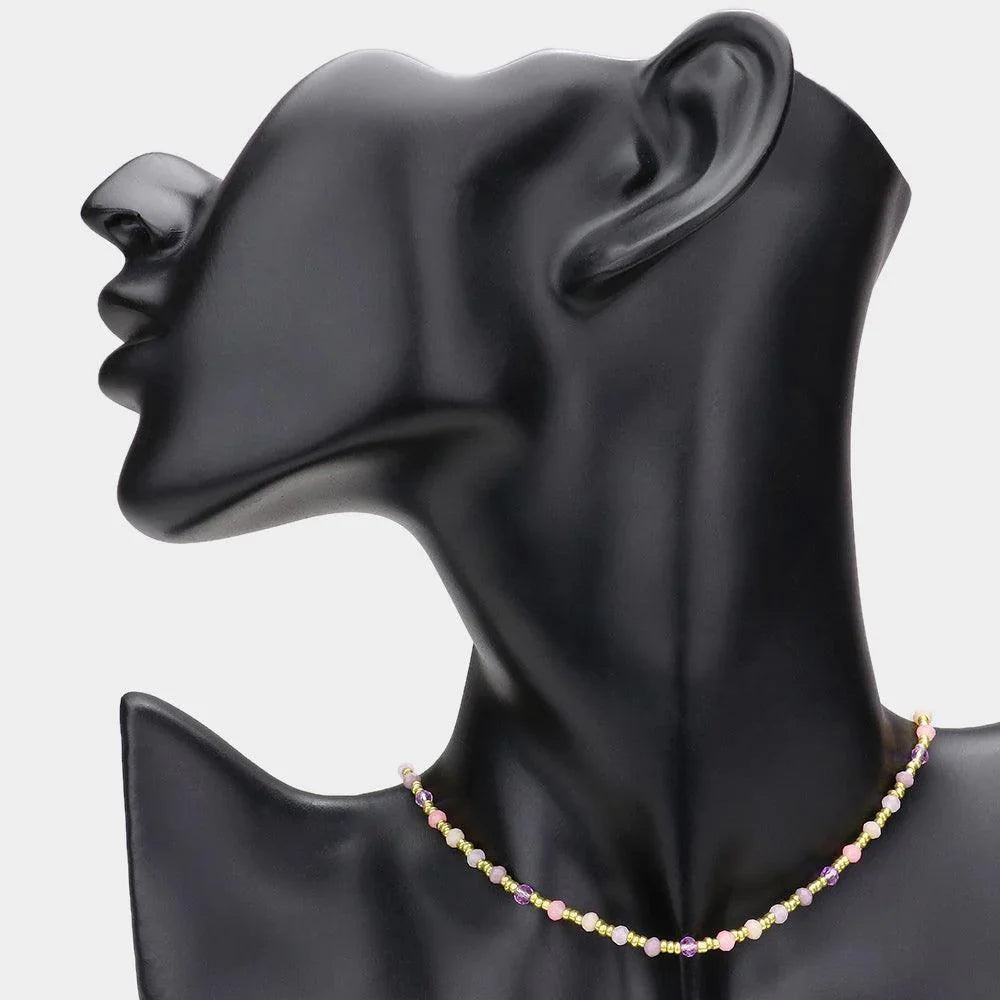 Pink Faceted Bead Accented Necklace - Jewelry Store by Erik Rayo