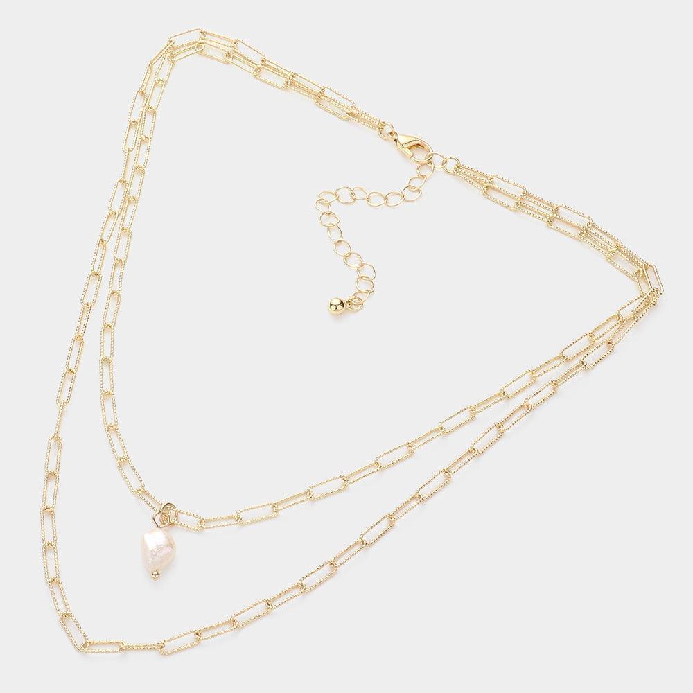 Cream Pearl Pendant Double Layered Necklace - Jewelry Store by Erik Rayo