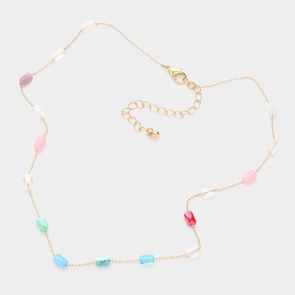 Faceted Rectangle Bead Station Necklace - Jewelry Store by Erik Rayo