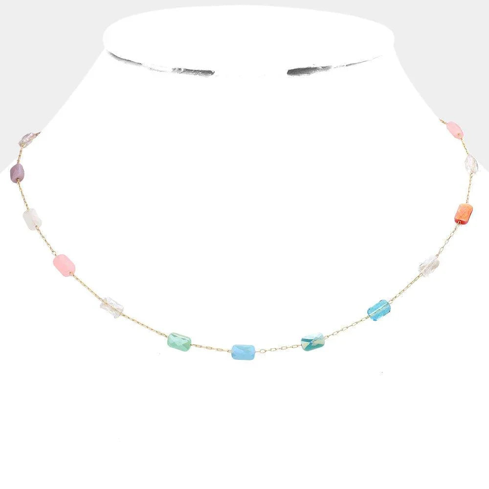 Faceted Rectangle Bead Station Necklace - Jewelry Store by Erik Rayo