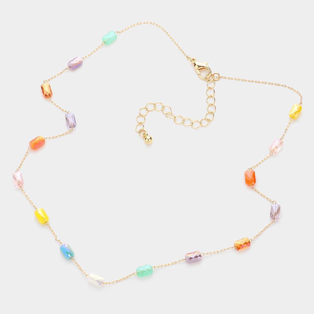 Faceted Rectangle Bead Station Necklace - Jewelry Store by Erik Rayo