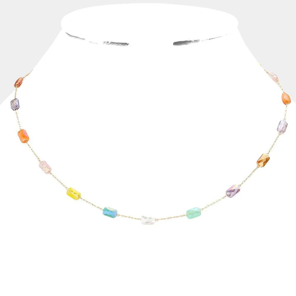 Faceted Rectangle Bead Station Necklace - Jewelry Store by Erik Rayo