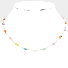 Load image into Gallery viewer, Faceted Rectangle Bead Station Necklace
