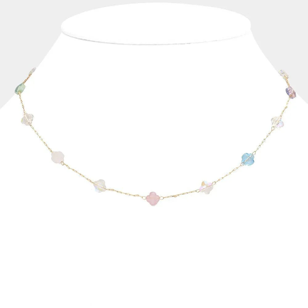 Gold Quatrefoil Bead Station Necklace - Jewelry Store by Erik Rayo