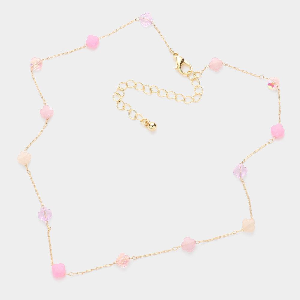 Pink Quatrefoil Bead Station Necklace - Jewelry Store by Erik Rayo